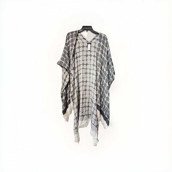 KATE SPADE NY Noel dye open front topper duster cover up - Black/Cream- One size - Picture 5 of 7